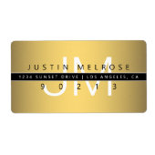 コンテンポラリー金ゴールドルック差出人住所ラベル ラベル (正面)