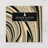 コンテンポラリー金ゴールド酸水素ネイルサロン スクエア名刺 (正面)