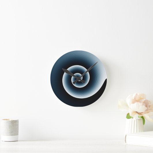 コンテンポラリー青のスタイリッシュ渦巻き ラウンド壁時計 (ホーム)
