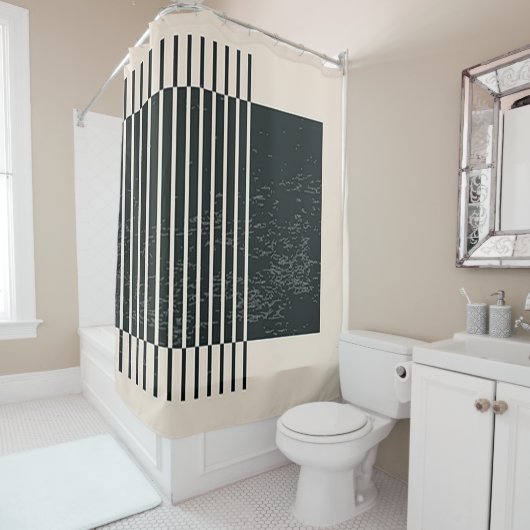「コンテンポラリー黒い配管」 シャワーカーテン (インサイチュ)