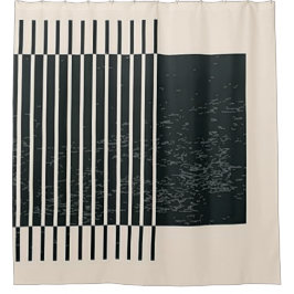 「コンテンポラリー黒い配管」 シャワーカーテン