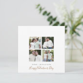 コンテンポラリー4写真コラージュカスタム金ゴールドバレンタイン シーズンカード (スタンド正面)