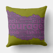 コンテンポラリー カレッジ タイポグラフィ オリーブグリーン パープル クッション (裏面)