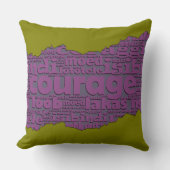 コンテンポラリー カレッジ タイポグラフィ オリーブグリーン パープル クッション (正面)