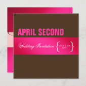 コンテンポラリー +クラッシー/ピンク+ブラウン 招待状 (正面/裏面)