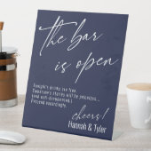 コンテンポラリー・スクリプト ネイビーブルー The Bar is Open 台座サイン (インサイチュ)
