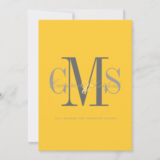 コンテンポラリー + classy/yellow +グレー 招待状 (正面)