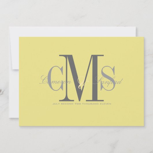 コンテンポラリー + classy/yellow +グレー 招待状 (正面)