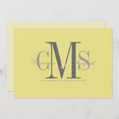 コンテンポラリー + classy/yellow +グレー 招待状 (正面/裏面)