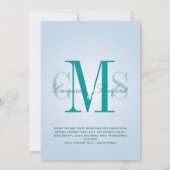 コンテンポラリー + clasy/ティール（緑がかった色）青 招待状 (裏面)