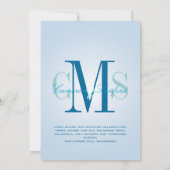 コンテンポラリー + clasy/ティール（緑がかった色）青 招待状 (裏面)