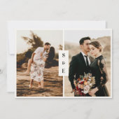 コンテンポラリーBeige Photoモダンのスクリプ結婚ト セーブザデート (裏面)