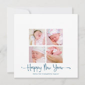 コンテンポラリーHappy New year 4フォトターコイズ シーズンカード (正面)