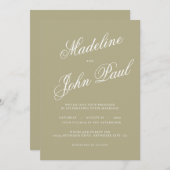 コンテンポラリーSage Green書道2結婚の 招待状 (正面/裏面)