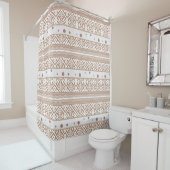 コンテンポラリーTaupe、Linen、Brown パターン(の模様が)ある シャワーカーテン (インサイチュ)