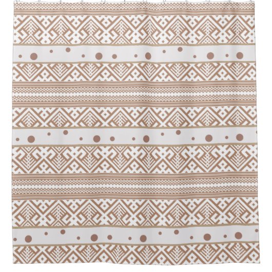 コンテンポラリーTaupe、Linen、Brown パターン(の模様が)ある シャワーカーテン (正面)