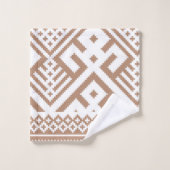 コンテンポラリーTaupe、Linen、Brown パターン（の模様が）ある バスタオルセット (ウォッシュタオル)