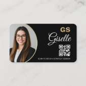コントモダンラントブラックおよび金ゴールドQRコード 名刺 (正面)