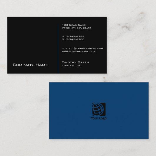 コントラクター建築トレードスキルブラック 名刺 (正面/裏面)