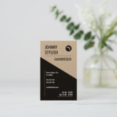 コントラストのデュオの調子のクラフトのモダンでエレガントな黒 名刺 (スタンド正面)