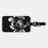 コントラストの優雅さ:白い花が黒 ラゲッジタグ (正面横)