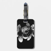 コントラストの優雅さ:白い花が黒 ラゲッジタグ (裏面縦)