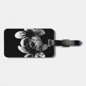 コントラストの優雅さ:白い花が黒 ラゲッジタグ (裏面横)