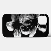コントラストの優雅さ:白い花が黒 Case-Mate iPhoneケース (裏面 (横))