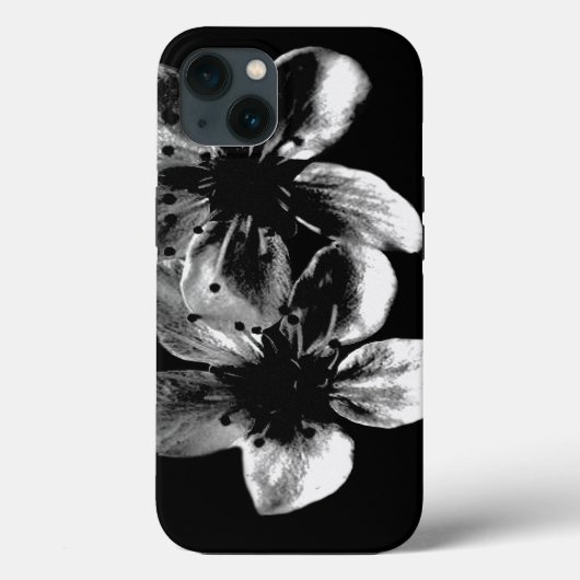 コントラストの優雅さ:白い花が黒 Case-Mate iPhoneケース (裏面)