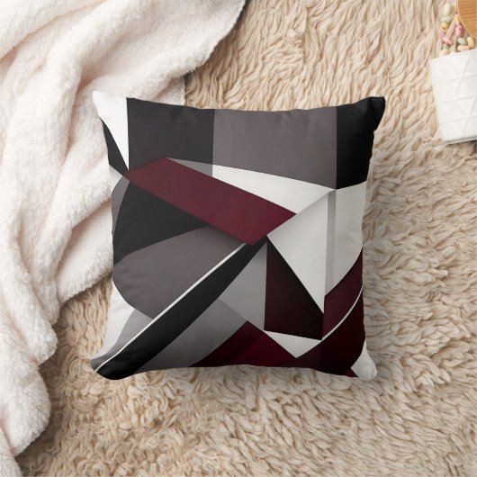 コントラストはっきりした白黒及びブルゴーニュ大理石 クッション (ブランケット)