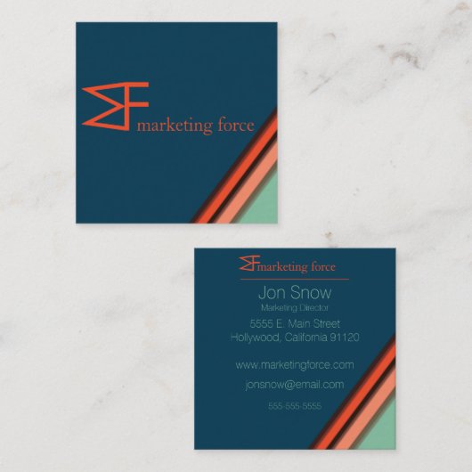 コントラストカラーのプロフェッショナル スクエア名刺 (正面/裏面)