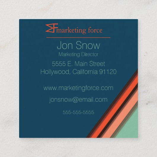 コントラストカラーのプロフェッショナル スクエア名刺 (裏面)