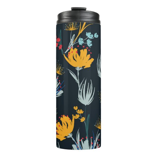 コントラストフローラブラシ:黒シームレス タンブラー (正面)