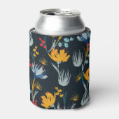 コントラストフローラブラシ：黒シームレス 缶クーラー (缶正面)