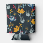 コントラストフローラブラシ：黒シームレス 缶クーラー (裏面)