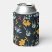 コントラストフローラブラシ：黒シームレス 缶クーラー (缶裏面)