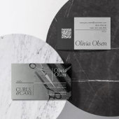 コントラストブラックグレー美容師、サロン&理容師 名刺