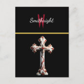 コントラスト調和:白と赤の十字(黒) ポストカード (正面)