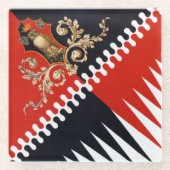 コントラダプリオラデッラシヴェッタ（フクロウ）パリオディシエナ ガラスコースター (正面)