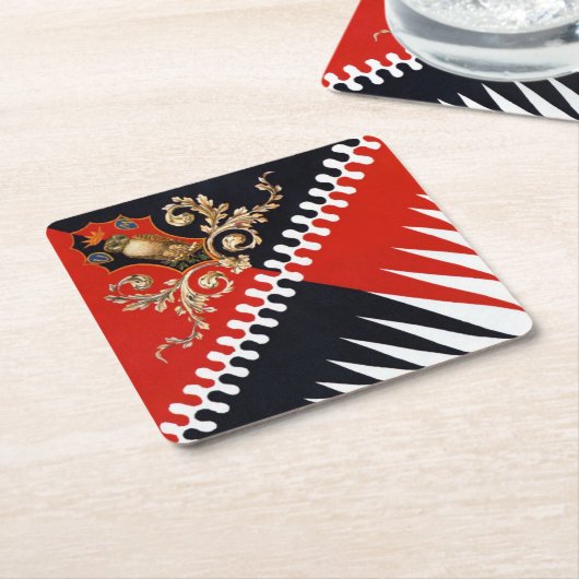 コントラダプリオラデッラシヴェッタ（フクロウ）パリオディシエナ スクエアペーパーコースター (アングル)