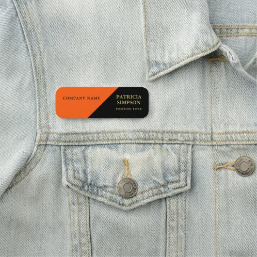 コントラッエレガントト色はっきりした:黒とオレンジ 名札 (インサイチュ)