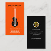 コントラバス奏者の黒くエレガントなギターのミュージシャン 名刺 (正面/裏面)