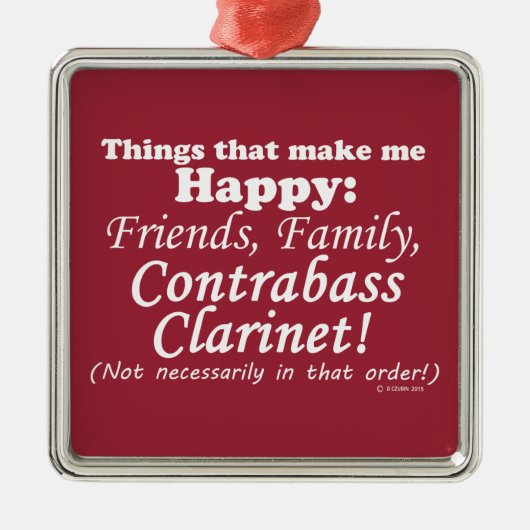 コントラバス・クラリネットは私を幸せにする メタルオーナメント (正面)