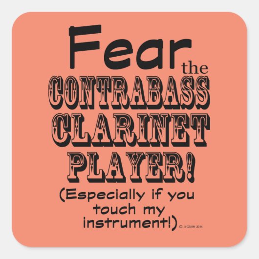 コントラバスClarinetプレーヤーのスクエアステッカーを恐れる スクエアシール (正面)