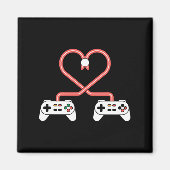 コントローラーとハートのバレンタインデー ゲーマー マグネット (正面)