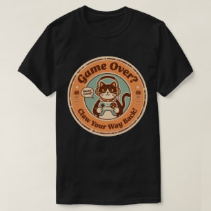 コントローラーとヘッドホンを装着したかわいい猫ゲーマー Tシャツ
