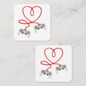 コントローラー付きビデオゲーマーバレンタインデーTシャツ スクエア名刺 (正面/裏面)