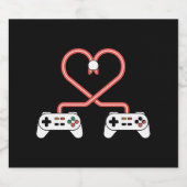 コントローラー付きビデオゲーマーバレンタインハート ビールラベル (シングルラベル)