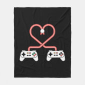 コントローラー付きビデオゲーマーバレンタインハート フリースブランケット (正面)