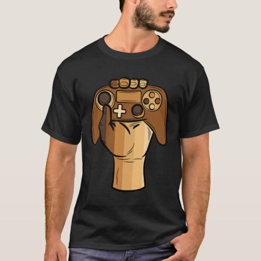 コントローラー最初の黒い歴史Blmゲーマー1 Tシャツ (正面)